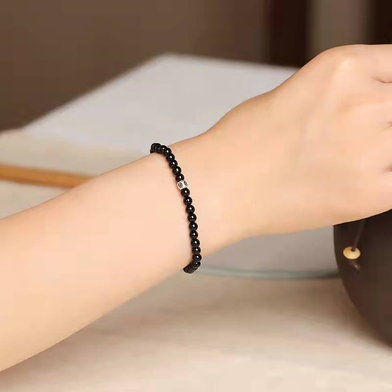 Bracelet de purification en obsidienne noire et quartz fumé de 6 mm