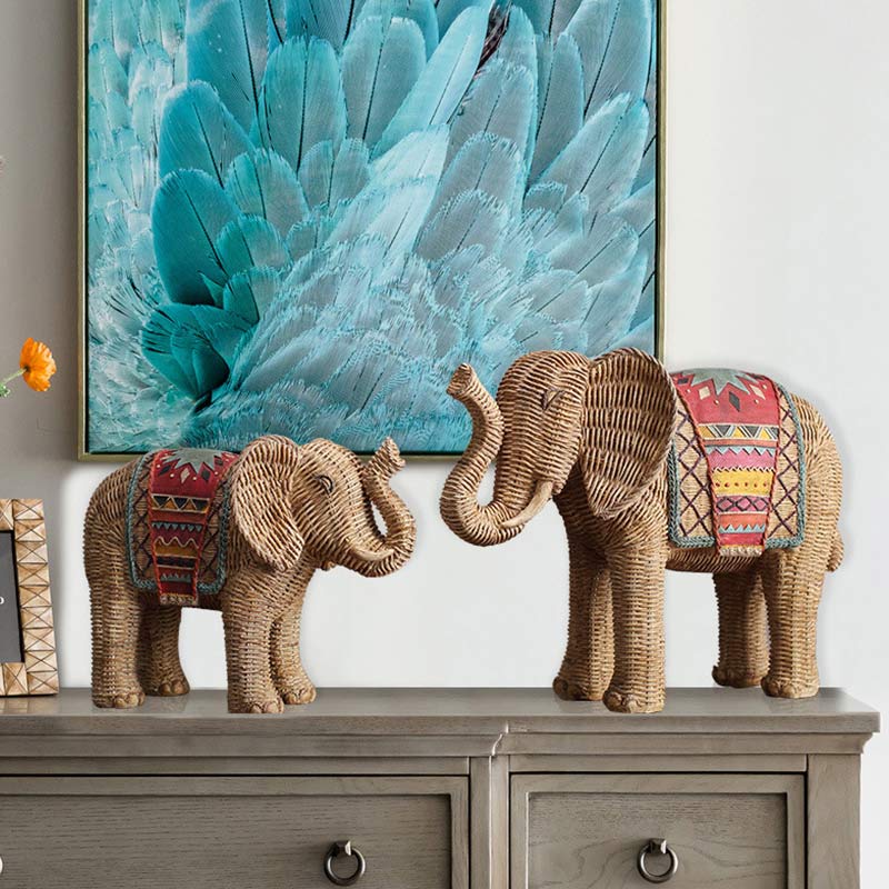Décoration en résine d'éléphant pour la maison Sagesse et Richesse