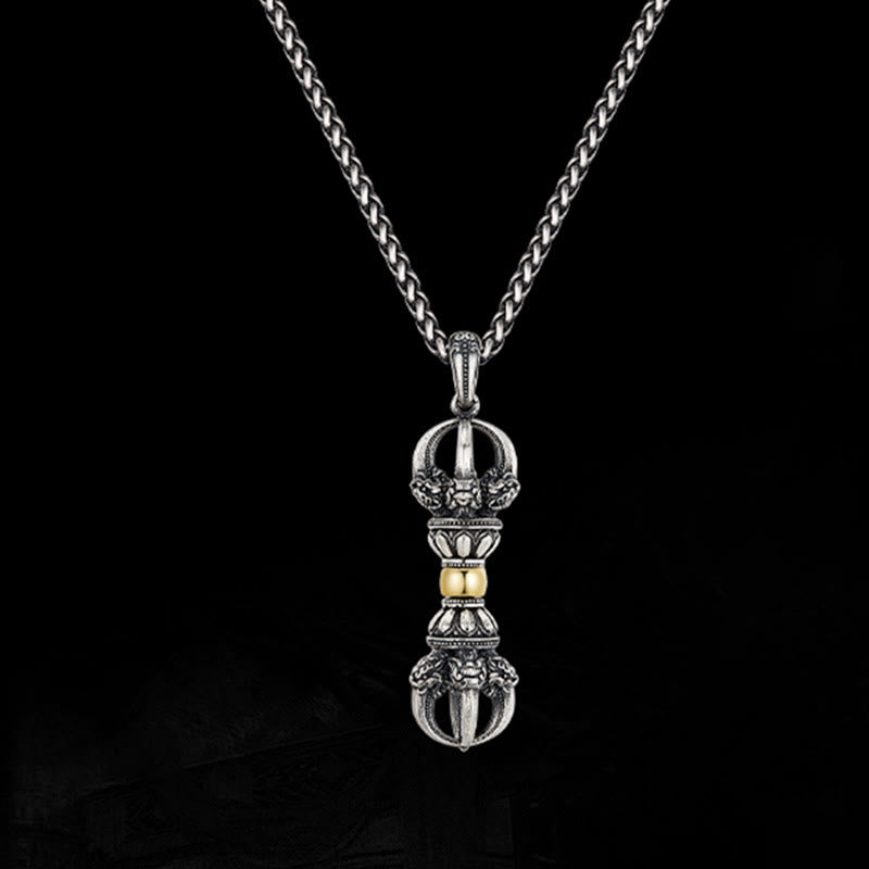 Collier pendentif tibétain en cuivre Dorje Vajra Wealth