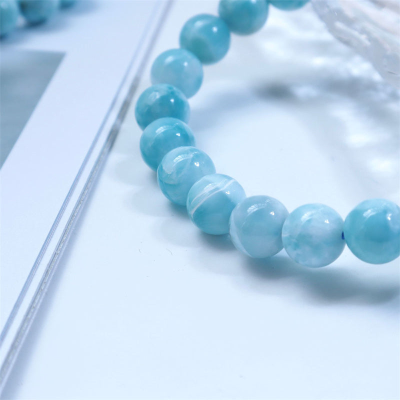 Bracelet Larimar Sagesse Confiance 8 mm Pierre Naturelle