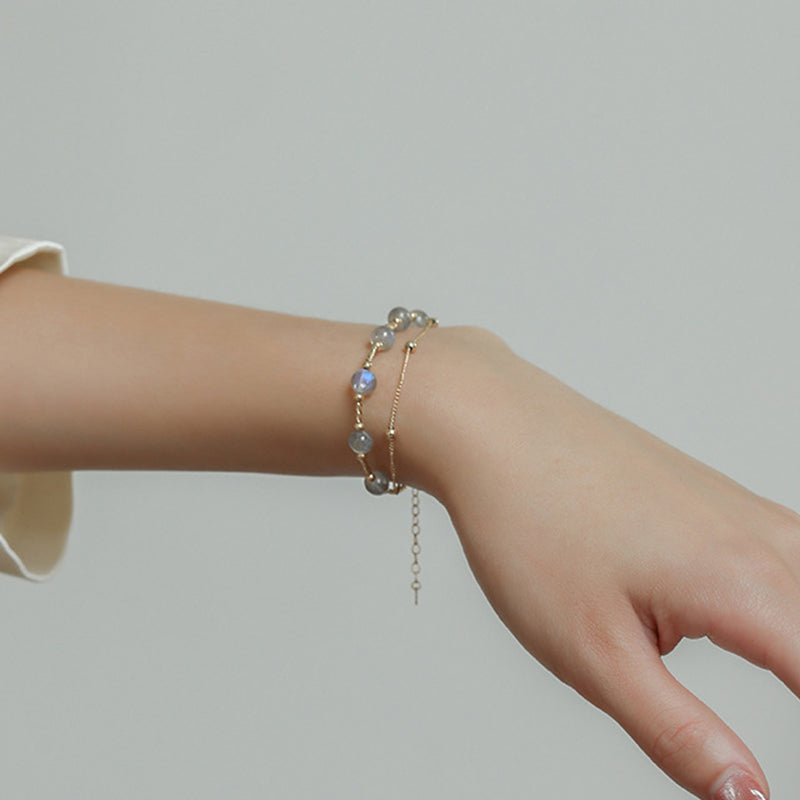 Bracelet chaîne en or 18 carats avec pierre de lune Love & Calm