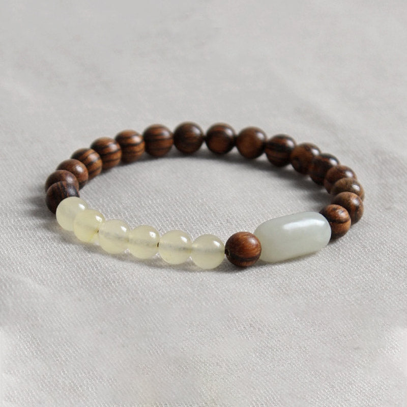Bracelet Mala Chance Abondance en Jade et Bois de Santal 8 mm