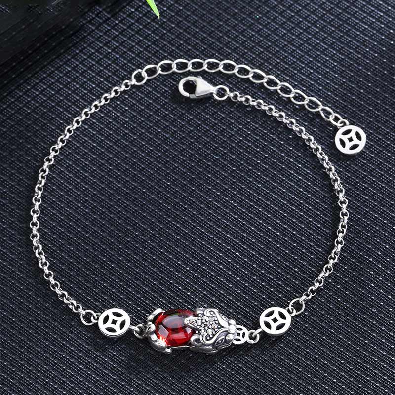 FengShui Pixiu Wealth Bracelet with Copper & Garnet