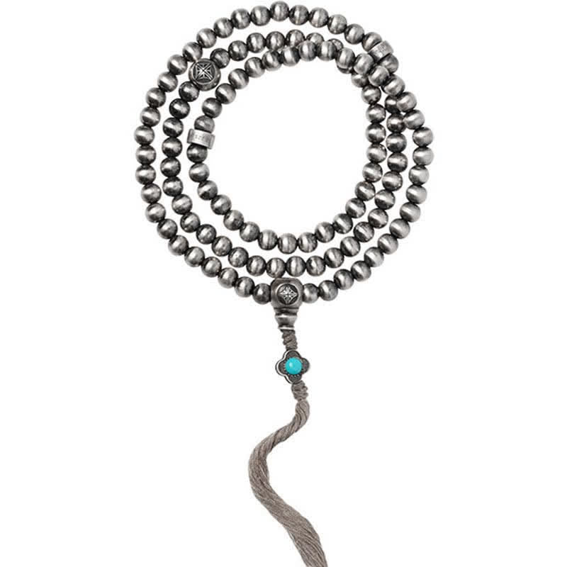 Bracelet de confiance en argent sterling avec 108 perles Mala et agate rouge turquoise