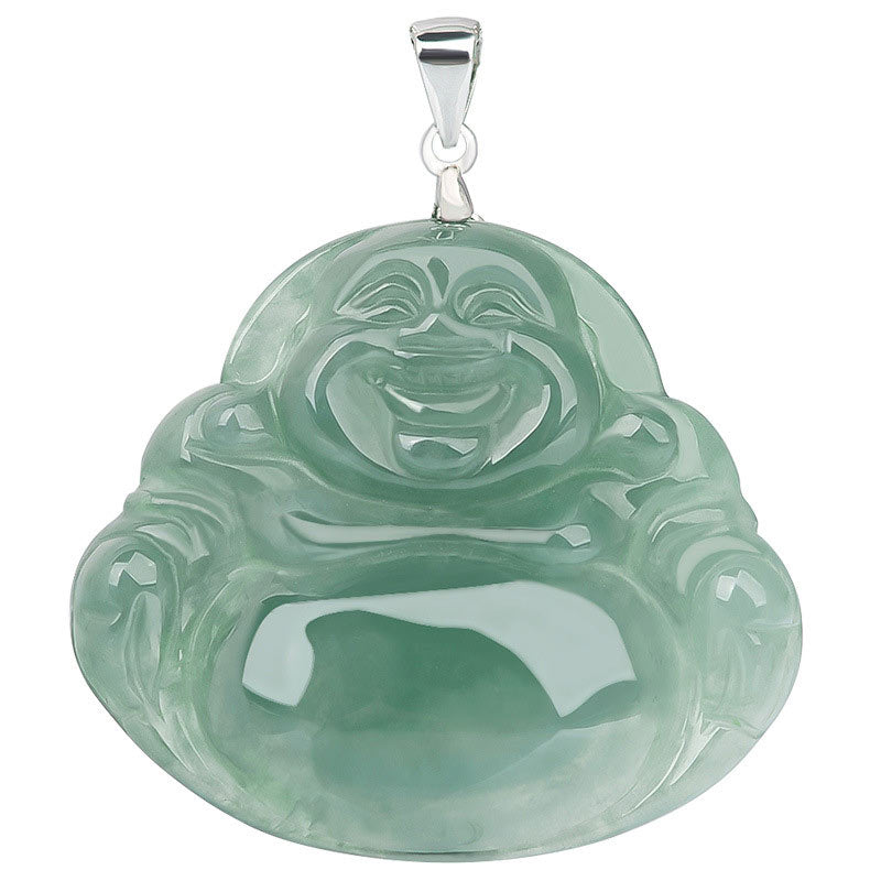 Collier en jade avec pendentif Bouddha rieur | Protection et calme
