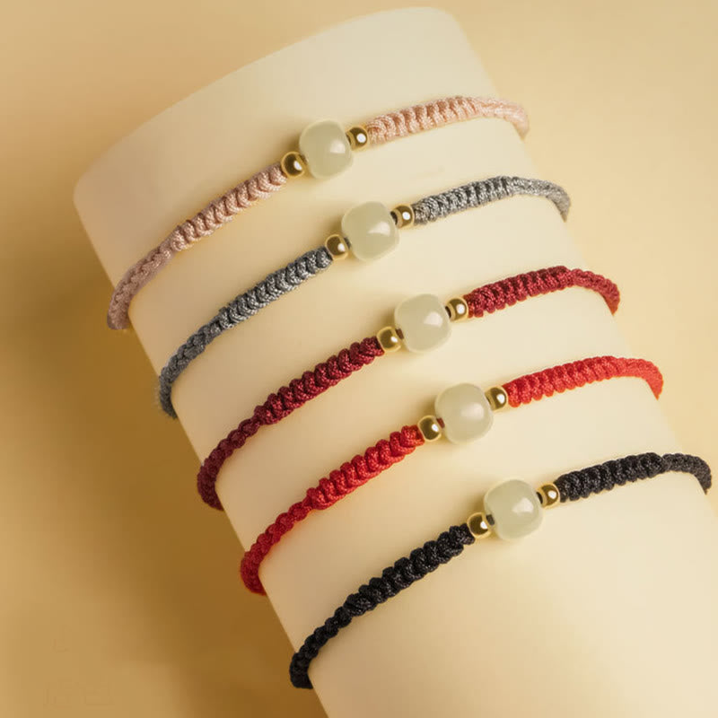 Bracelet d'abondance en perles de jade porte-bonheur fabriqué à la main