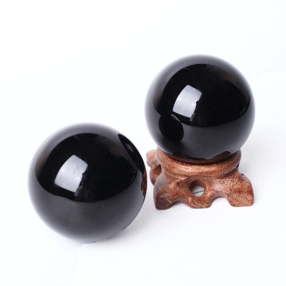 Sphère de cristal protectrice en obsidienne noire de 6 cm