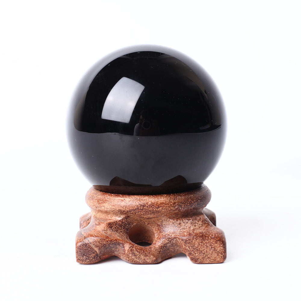 Sphère de cristal protectrice en obsidienne noire de 6 cm