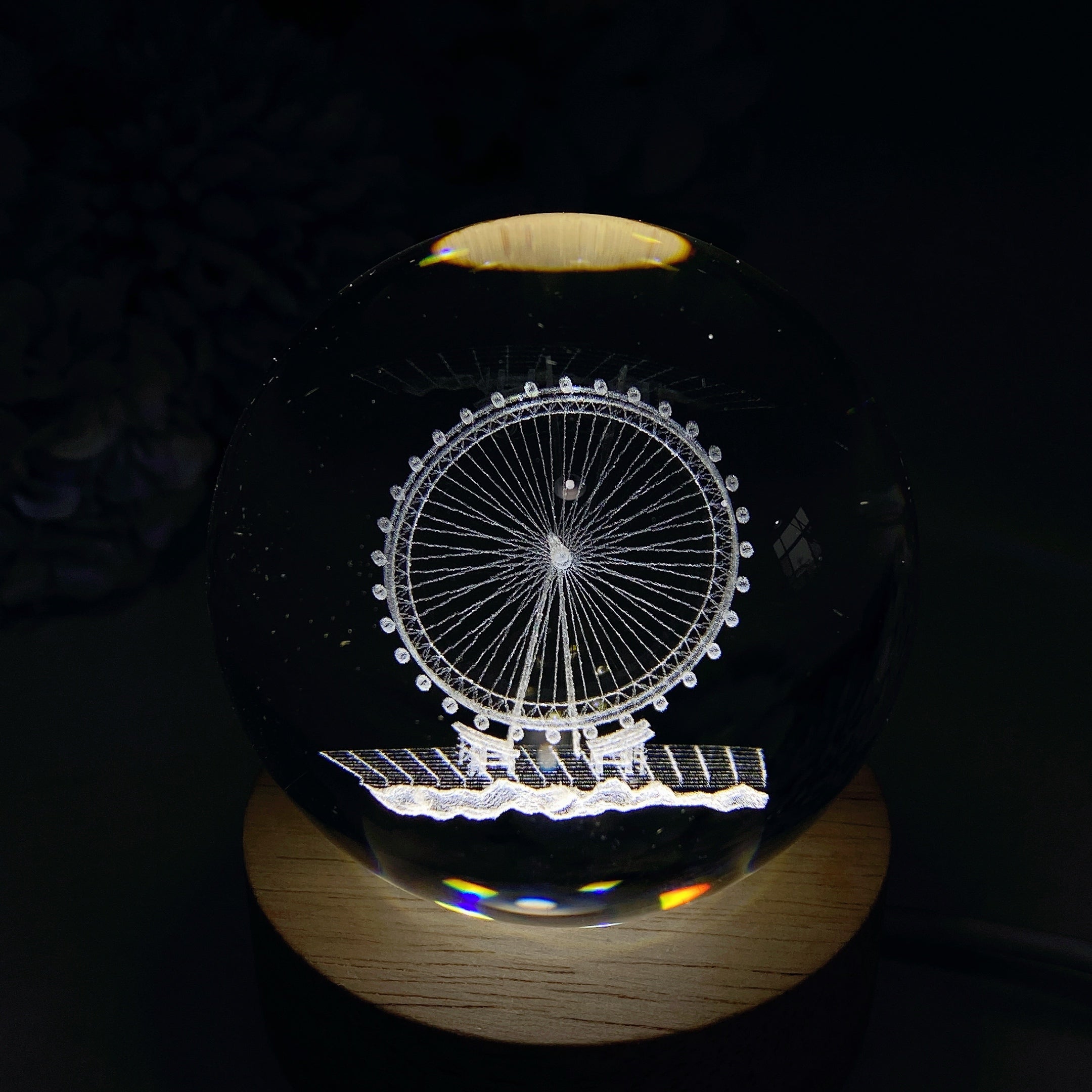 6cm Crystal Glass Sphere with Inner Carvings for Healing