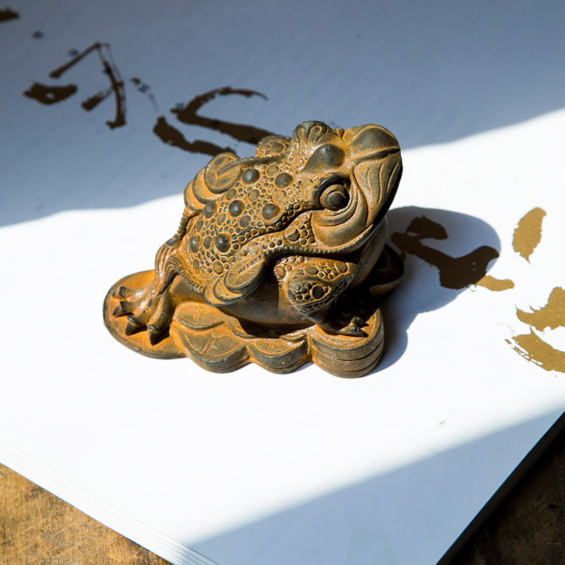 Statue de grenouille Feng Shui de 6 cm avec pièces de cuivre pour la prospérité