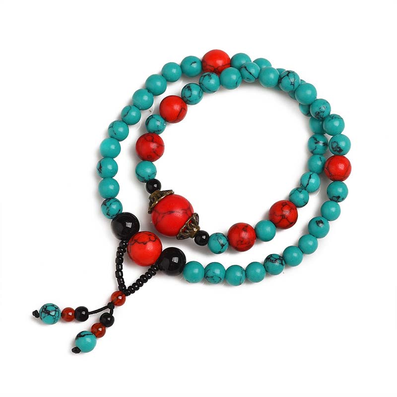 Bracelet de protection unisexe turquoise, onyx noir, turquoise rouge