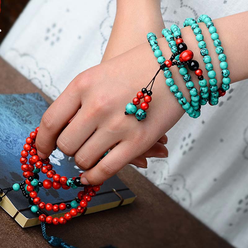 Bracelet de protection unisexe turquoise, onyx noir, turquoise rouge