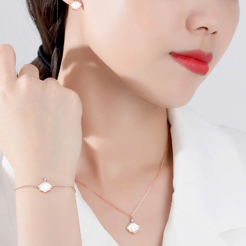 Ensemble de bijoux spirituels en argent sterling 925 avec pierre Tridacna