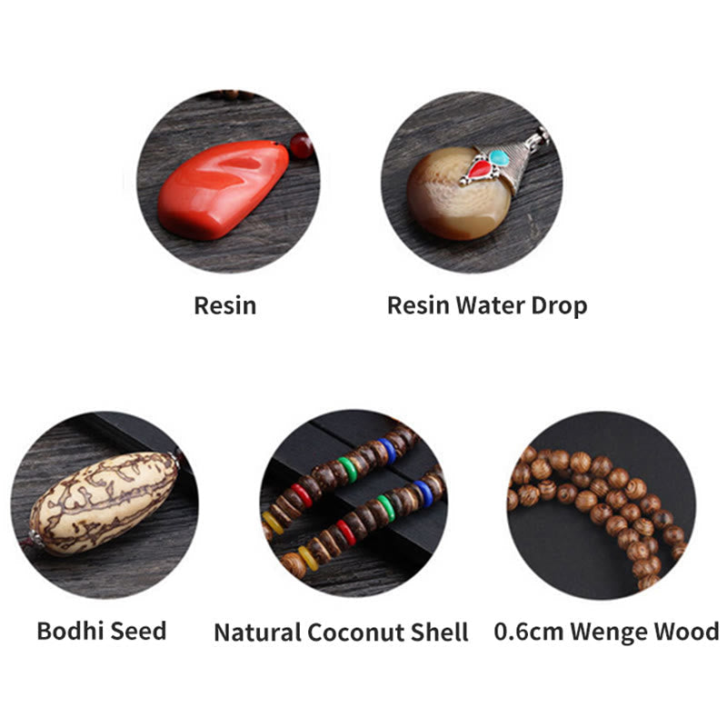 Collier d'équilibre en bois de wengé et agate pour la paix et la protection