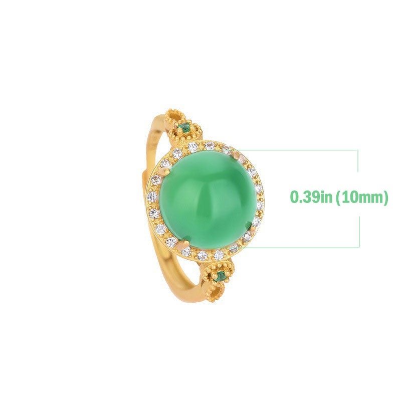 Bague porte-bonheur en jade vert 10 mm | Bague unisexe en jade