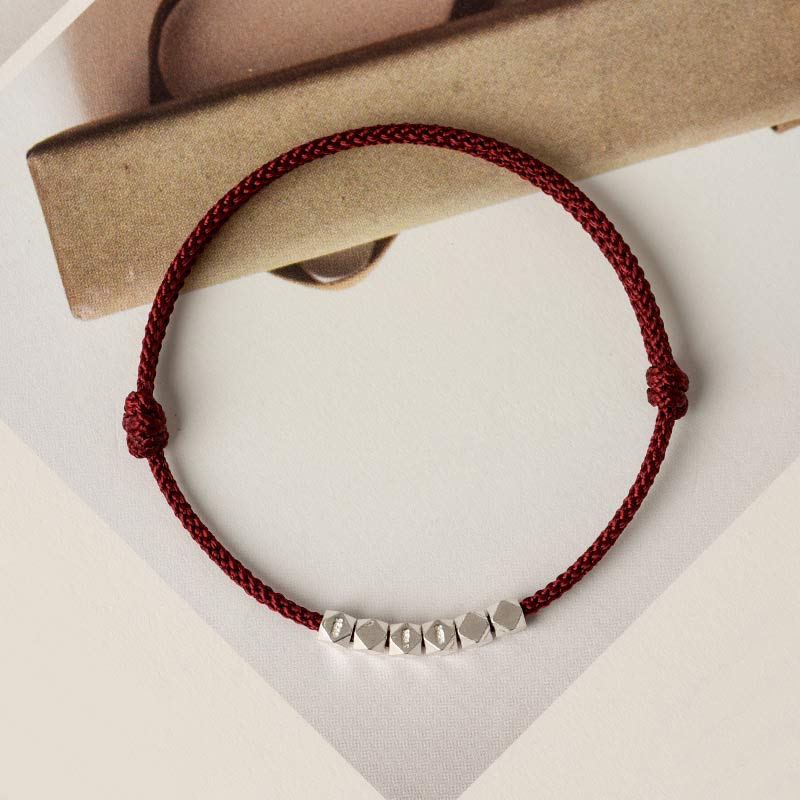 Bracelet de cheville tressé en argent sterling 925 avec cordon rouge pour la protection
