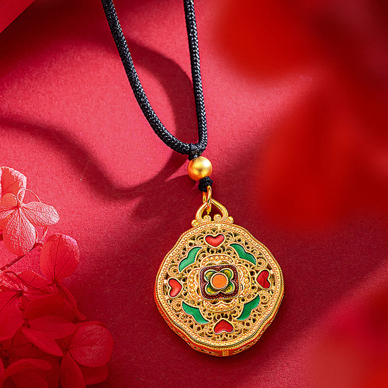 Copper Flower Love Heart Spiritual Necklace Pendant