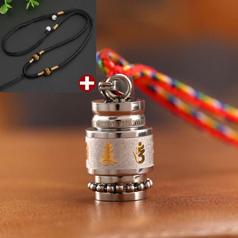 Pendentif de sagesse en acier titane Om Mani Padme Hum 1,2 cm