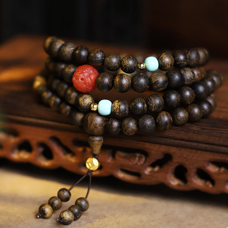 108 Beads Agarwood Wood Mala Bracelet for Meditation Peace