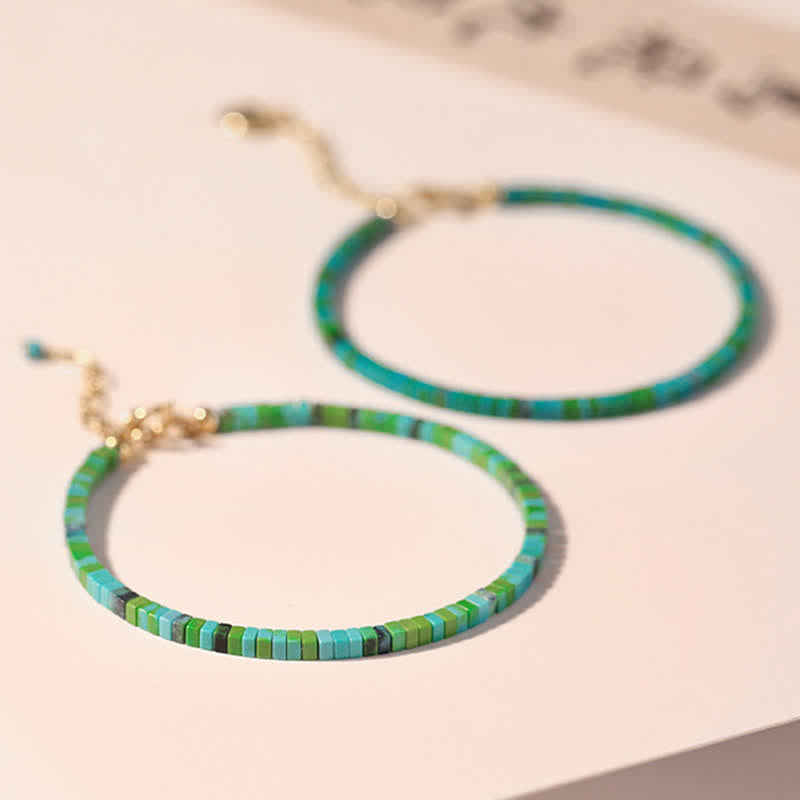 Turquoise Beaded Strength Friendship Bracelet Metal Chain