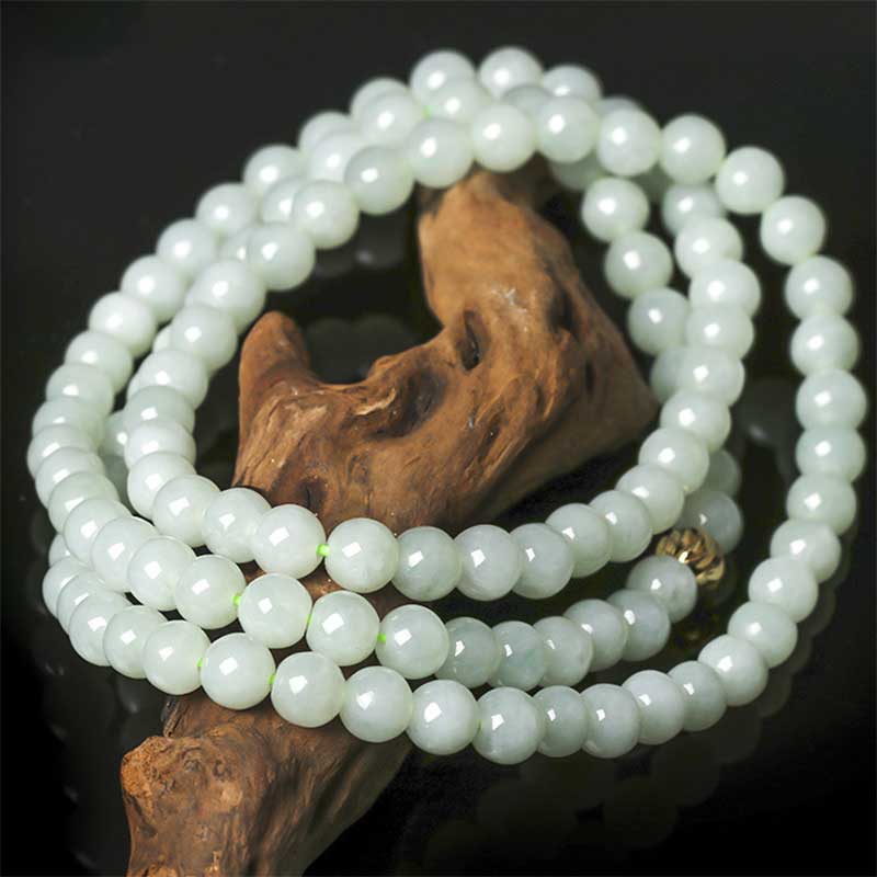 108 Beads 7mm Jade Luck Bracelet Mala for Prosperity