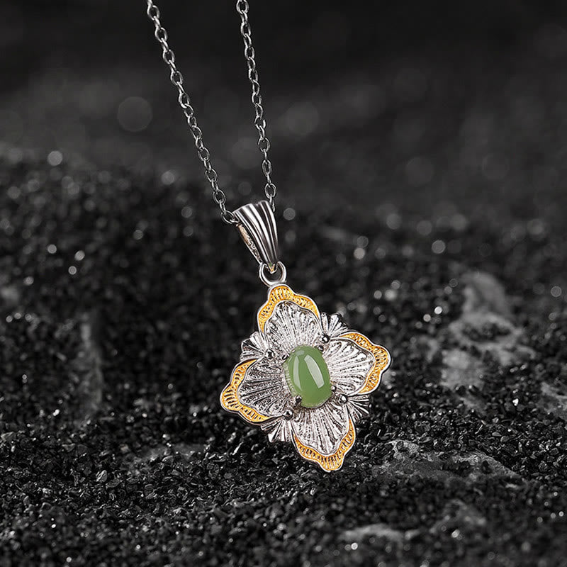 Collier en jade cyan Hetian en forme de losange pour la chance et la guérison