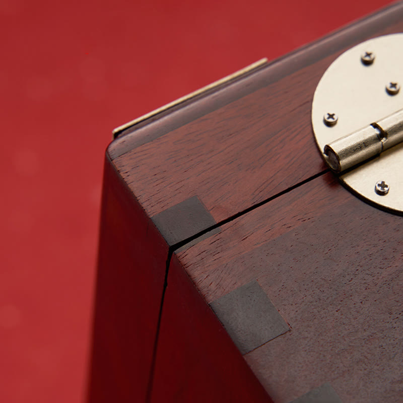 Coffret de rangement pour bijoux fait main en bois de santal rouge antique et palissandre