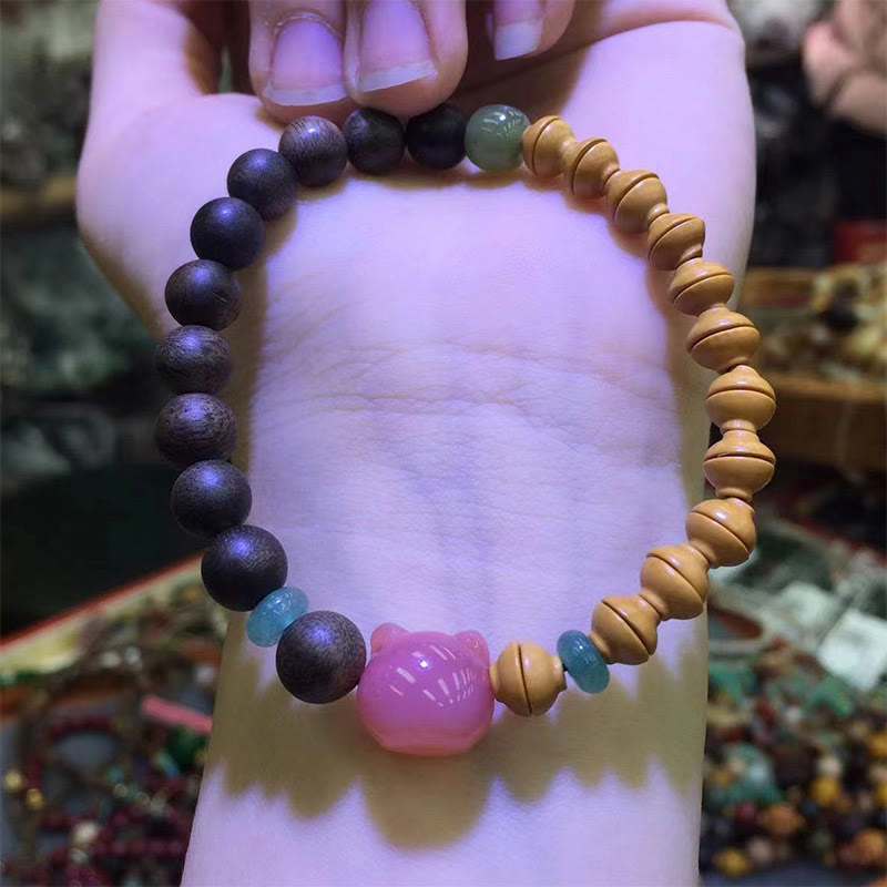 Bracelet d'équilibre pour chat en agate bois d'agar de 6 mm