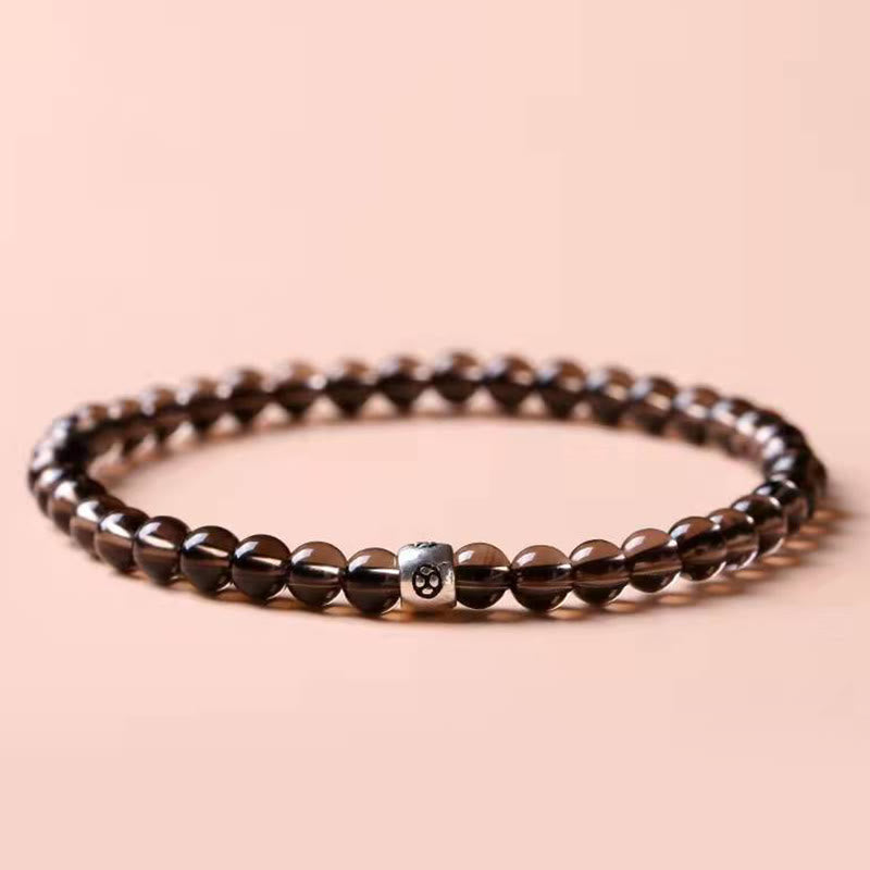 Bracelet de purification en obsidienne noire et quartz fumé de 6 mm