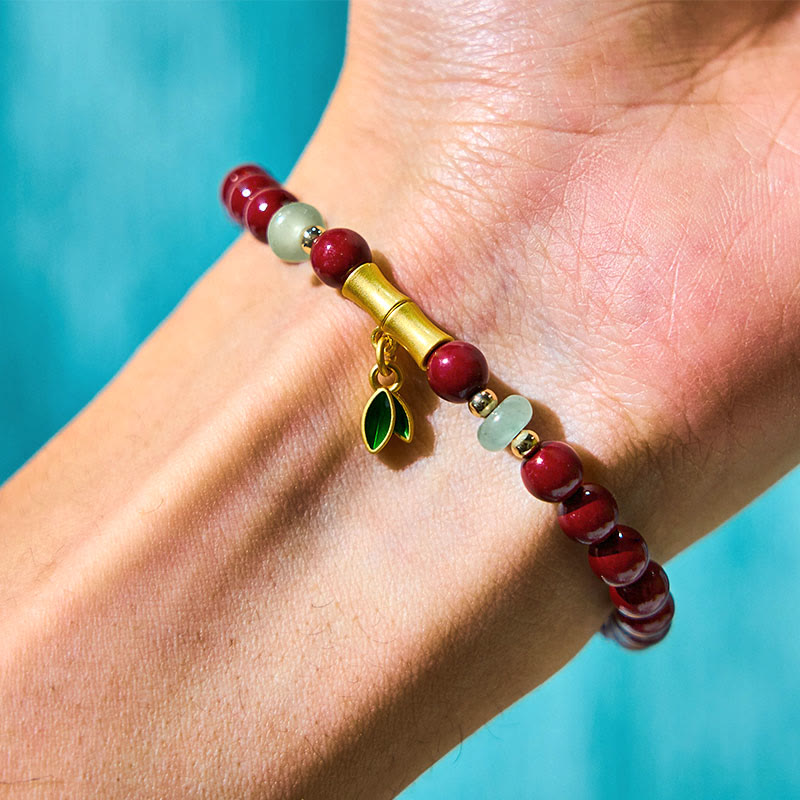 Bracelet de concentration en bambou cinabre 6 mm