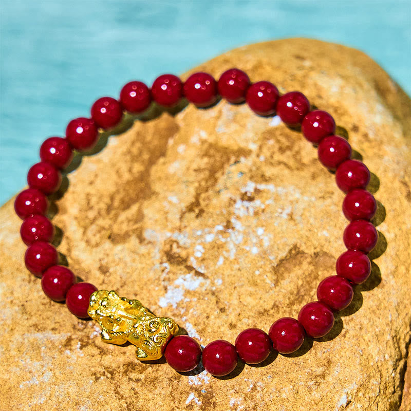 Bracelet Pixiu en cinabre de 6 mm pour la richesse et la protection