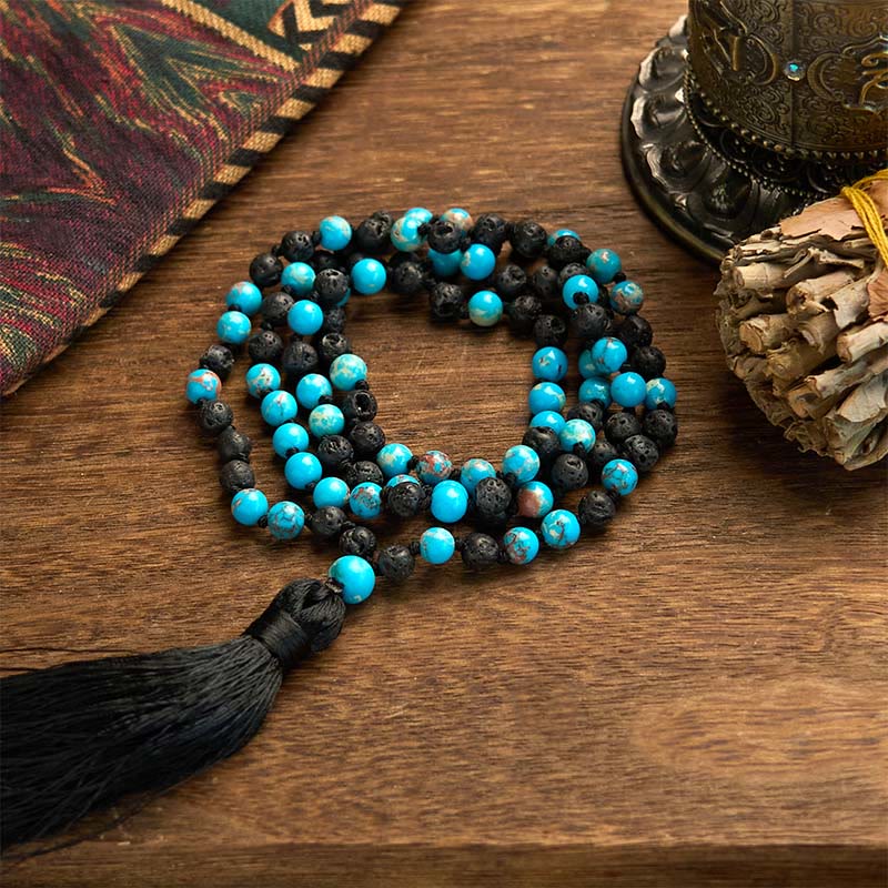 Collier spirituel en pierre de lave de 6 mm pour le bonheur