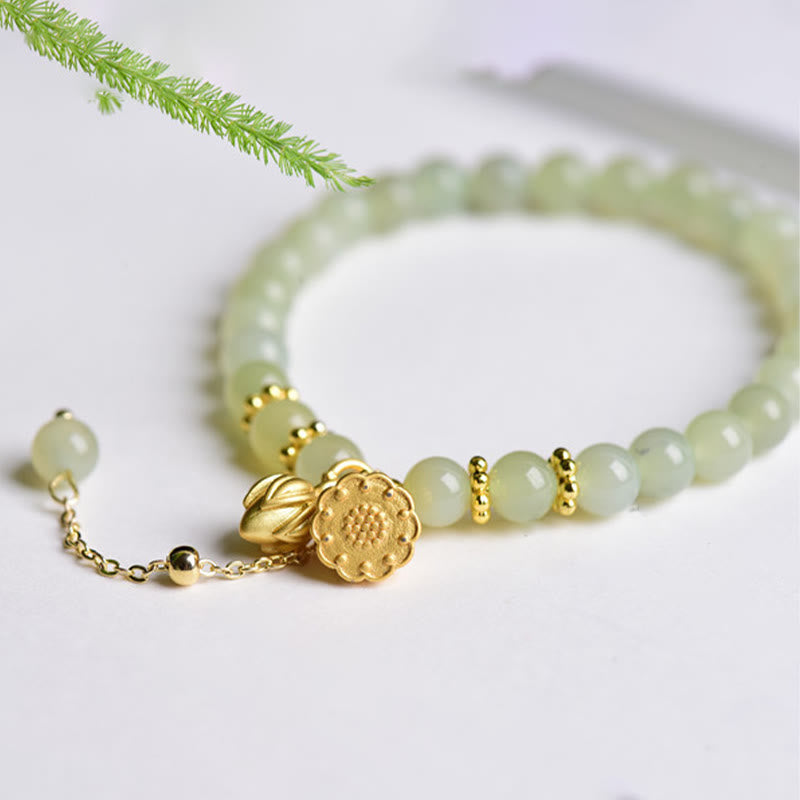 Bracelet porte-bonheur en jade Hetian de 6 mm pour femme