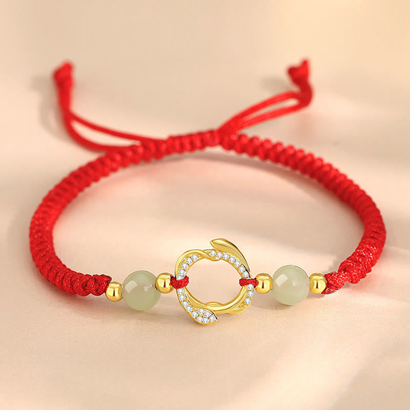 Bracelet de protection en jade rouge Hetian de 6 mm, Année du Serpent