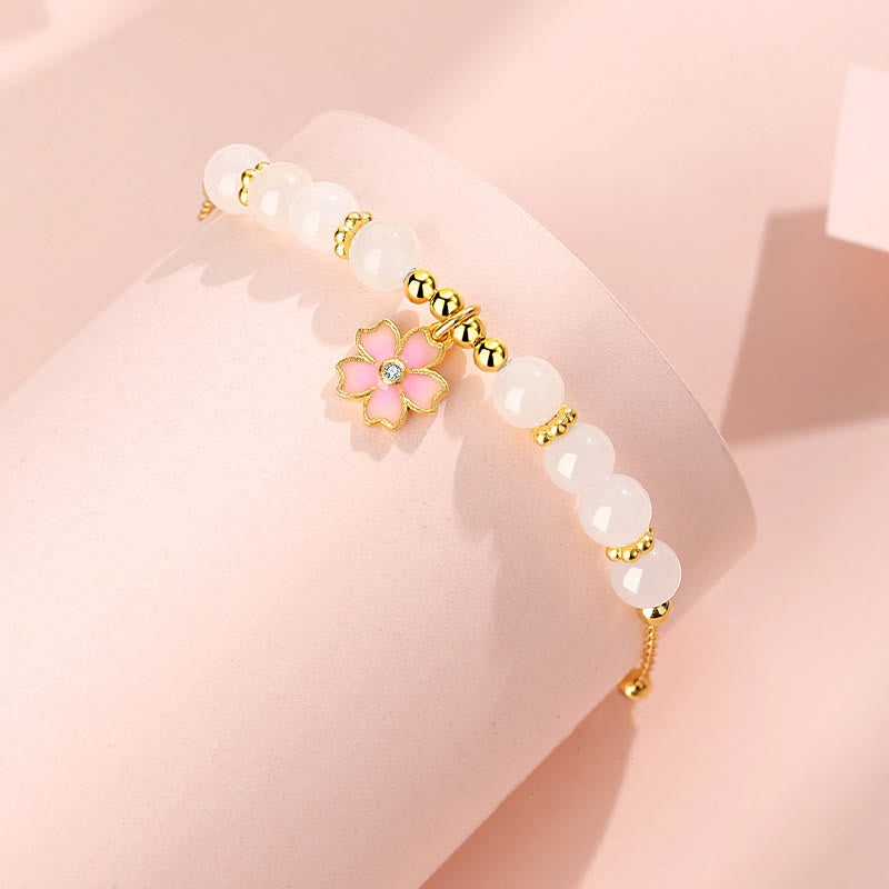 Bracelet de protection en jade blanc Hetian de 6 mm en argent sterling
