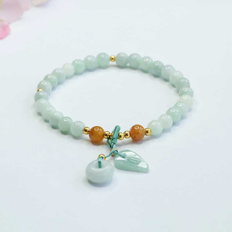 Bracelet en jade de 6 mm avec boucle de paix pour la prospérité et l'abondance