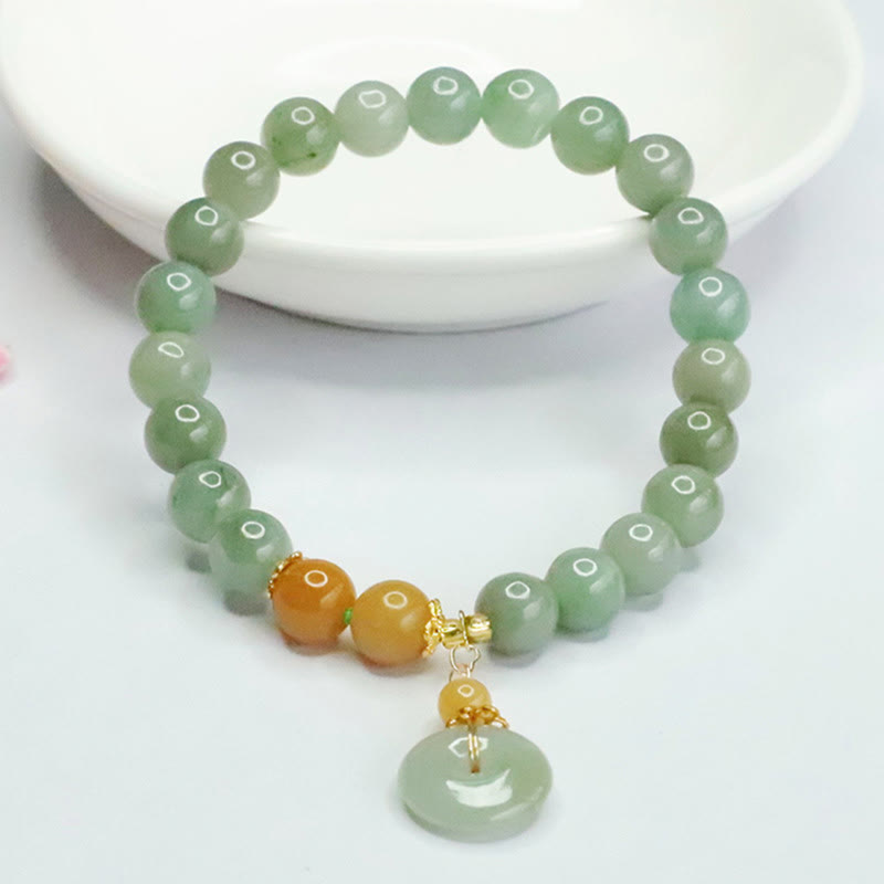 Bracelet en jade de 6 mm avec boucle de paix pour la prospérité et l'abondance