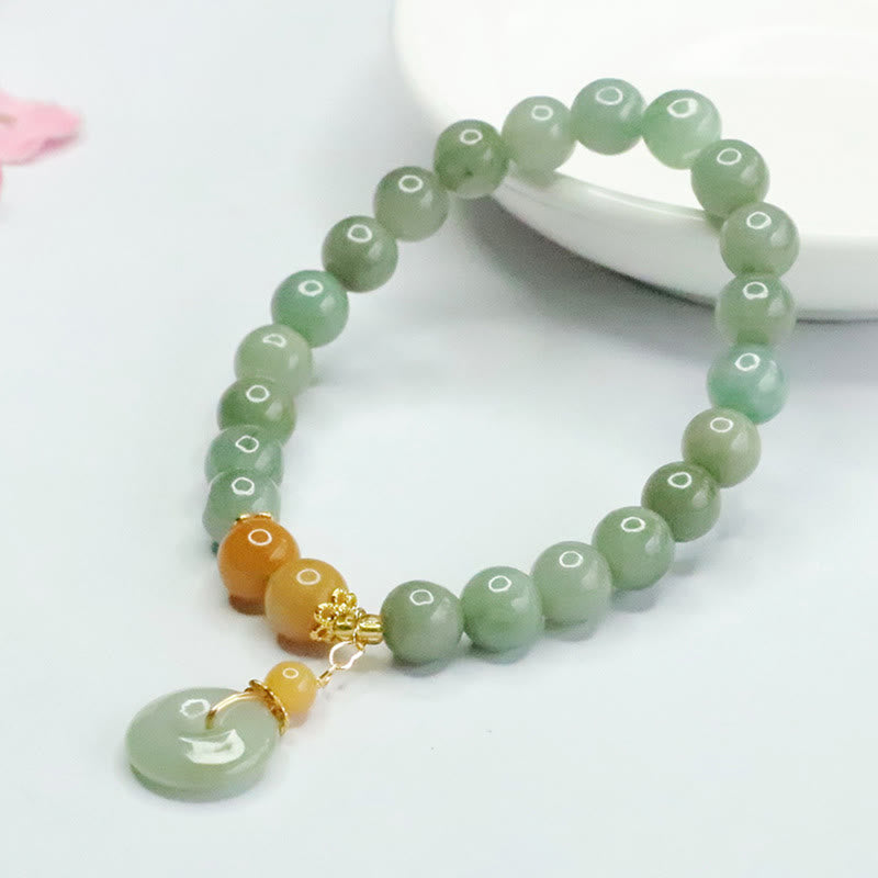 Bracelet en jade de 6 mm avec boucle de paix pour la prospérité et l'abondance
