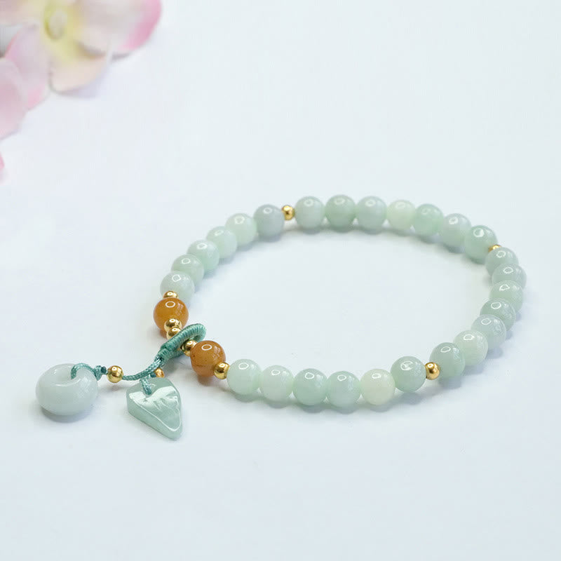 Bracelet en jade de 6 mm avec boucle de paix pour la prospérité et l'abondance