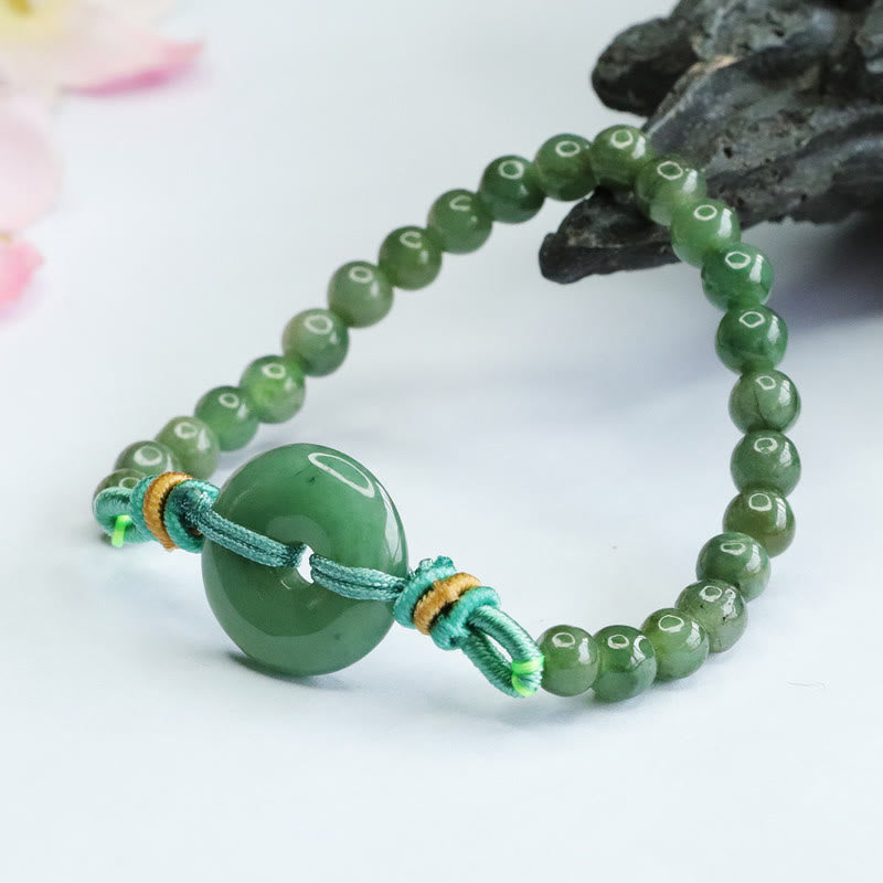 Bracelet boucle de paix en jade 6 mm - Prospérité et chance