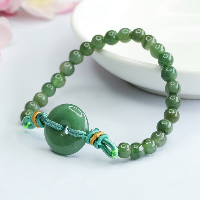 Bracelet boucle de paix en jade 6 mm - Prospérité et chance