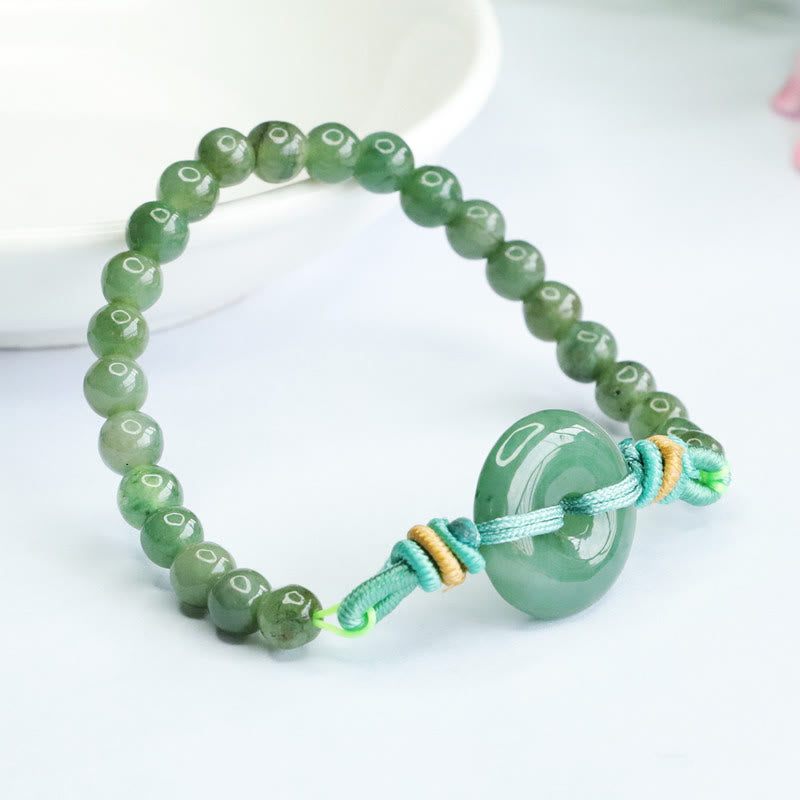 Bracelet boucle de paix en jade 6 mm - Prospérité et chance