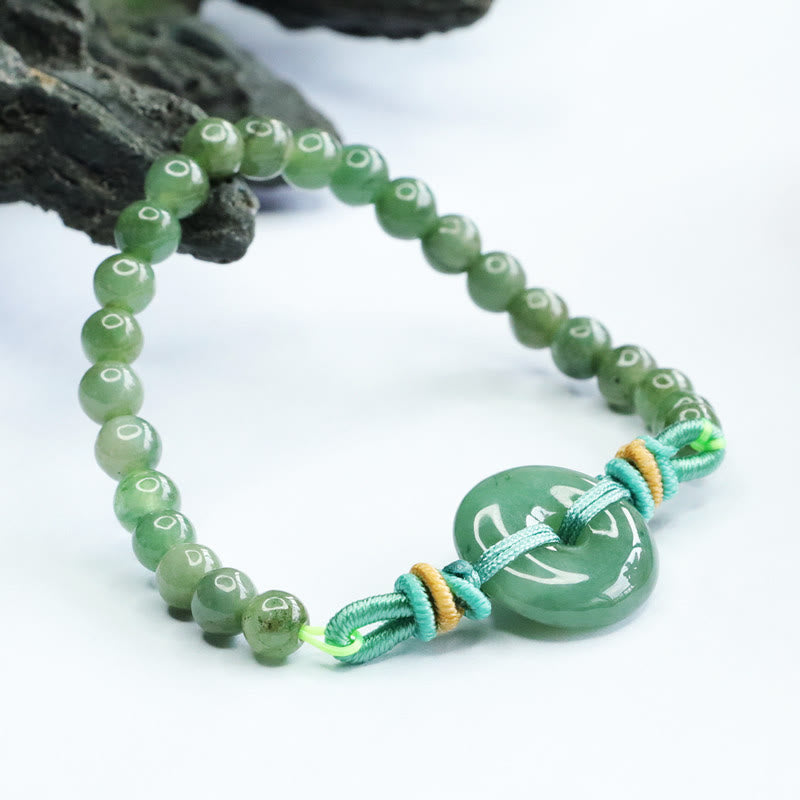 Bracelet boucle de paix en jade 6 mm - Prospérité et chance