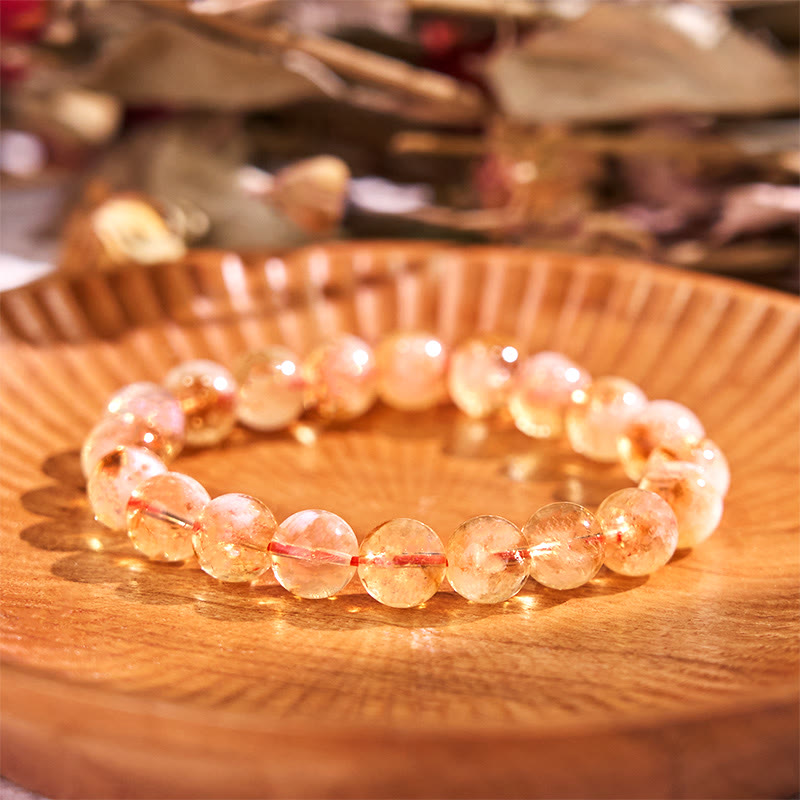 Bracelet flocon de neige en citrine naturelle de 6 mm pour la prospérité