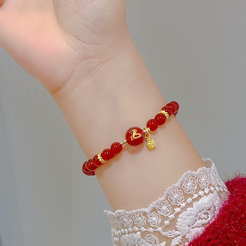 Bracelet de protection en agate rouge de 6 mm Année du Serpent