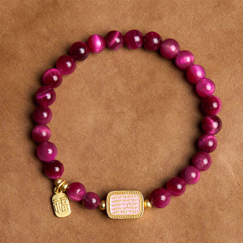 Bracelet de protection courageux en œil de tigre rouge de 6 mm