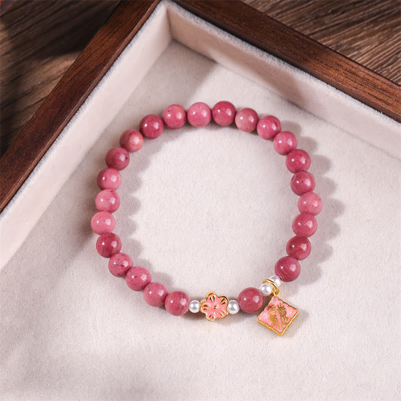 Bracelet spirituel d'énergie aimante en rhodonite de 6 mm