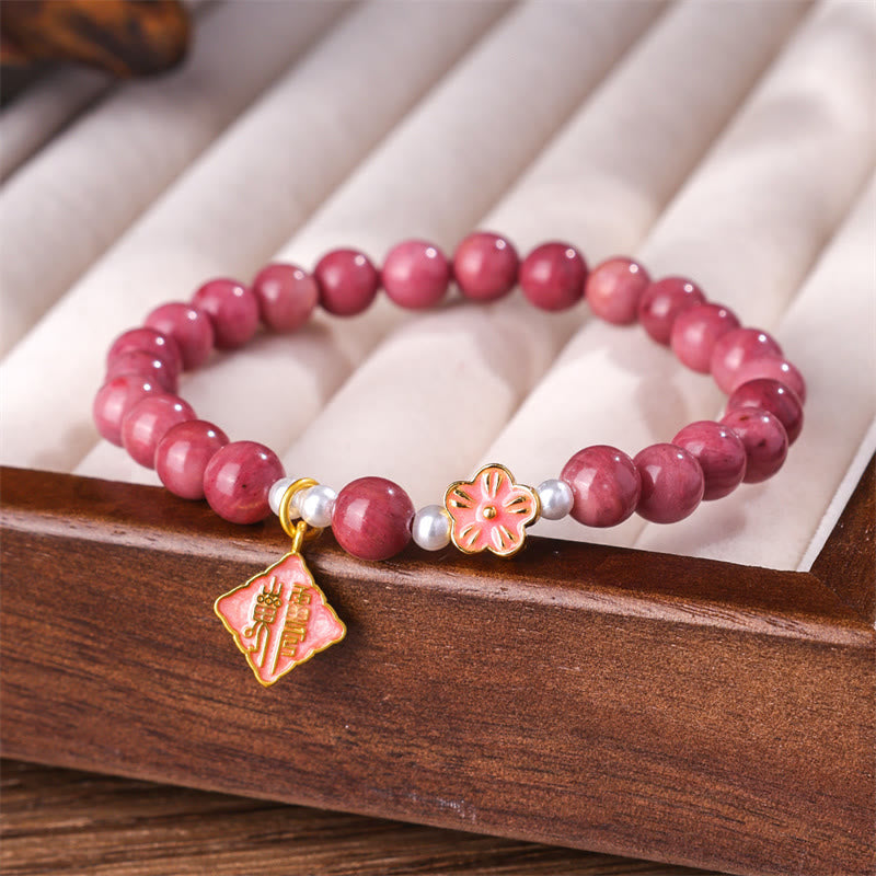 Bracelet spirituel d'énergie aimante en rhodonite de 6 mm