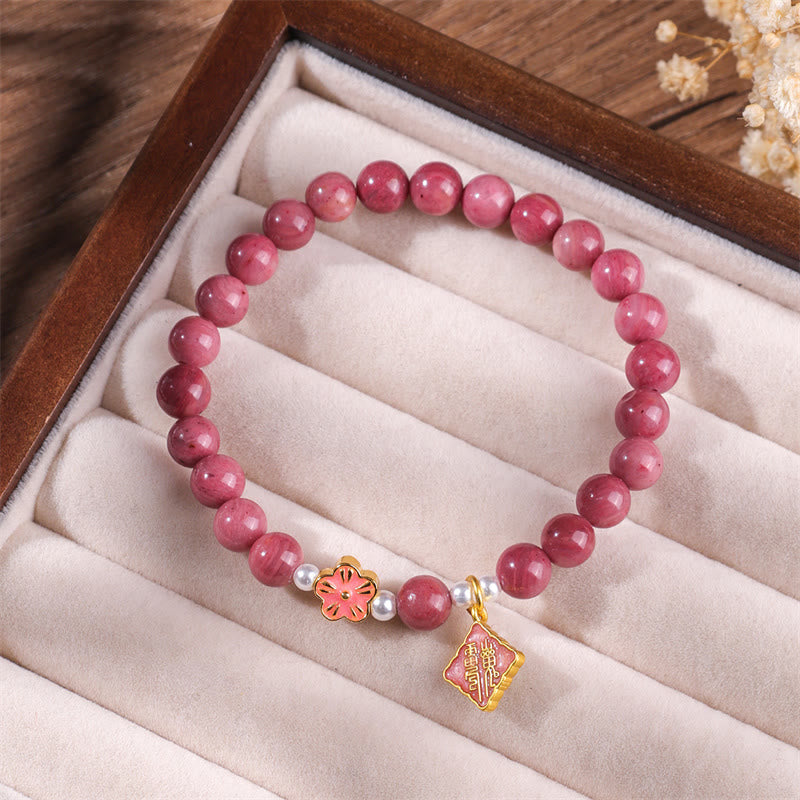 Bracelet spirituel d'énergie aimante en rhodonite de 6 mm