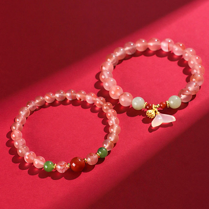 Bracelet chance et harmonie en agate rouge du Sud et jade Hetian 6 mm